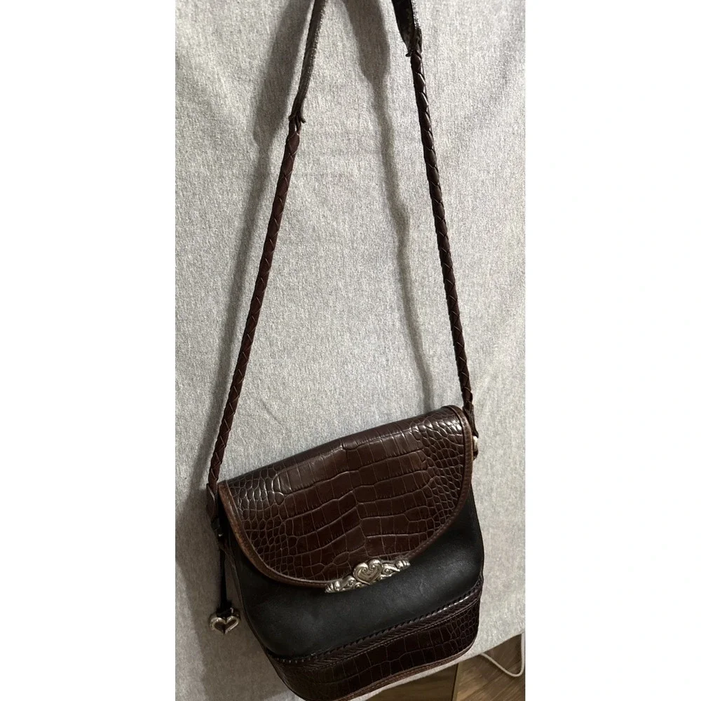 Vintage Brighton Brown/Black Shoulder Bag with Braided Strap